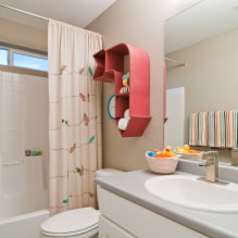 Estantes en el baño: tipos, diseño, materiales, colores, formas, opciones de colocación-3
