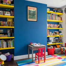 Рафтове в детската стая: видове, материали, дизайн, цветове, опции за пълнене и местоположение-4