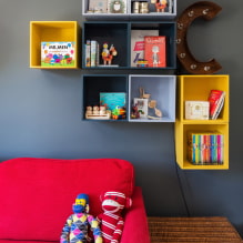 Regale im Kinderzimmer: Typen, Materialien, Design, Farben, Fülloptionen und Standort-7