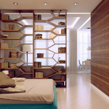 Shelving in the interior: filling options, materials, colors, location in the room-1