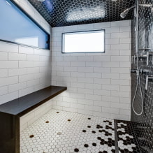 Melnbalta vannas istaba: apdares materiālu izvēle, santehnika, mēbeles, tualetes dizains-1