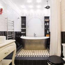 Ασπρόμαυρο μπάνιο: η επιλογή των τελειωμάτων, των υδραυλικών εγκαταστάσεων, των επίπλων, του σχεδιασμού τουαλέτας-4