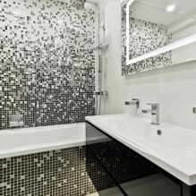 Mustavalkoinen kylpyhuone: viimeistelyvaihtoehtojen valinta, LVI, huonekalut, wc: n suunnittelu-6