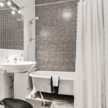 Melnbalta vannas istaba: apdares materiālu izvēle, santehnika, mēbeles, tualetes dizains-7
