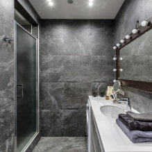 Loftový styl koupelny: výběr povrchových úprav, barev, nábytku, instalatérství a dekor-1