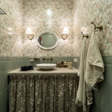 חדר אמבטיה בסגנון פרובנס: בחירת אינסטלציה, ריהוט, קישוט, תאורה -6