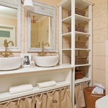 Provence styl koupelna: výběr instalatérské práce, nábytek, dekorace, osvětlení-7