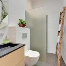 Fürdőszoba skandináv stílusban: a színek, a bevonatok, a bútorok, a vízvezeték és a dekor választása - 4