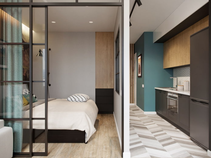 Appartement 40 m² m. - idées de design moderne, zonage, photos à l'intérieur