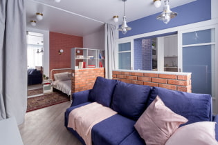 Lägenhet design 38 kvm m. - interiörfoto, zonering, arrangemangsidéer