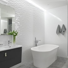 Balta vannas istaba: dizains, kombinācijas, dekorēšana, santehnika, mēbeles un dekors-0