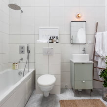 Bilik mandi putih: reka bentuk, kombinasi, hiasan, paip, perabot dan hiasan-2