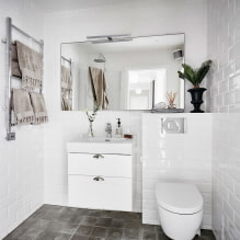 Λευκό μπάνιο: σχεδιασμός, συνδυασμοί, διακόσμηση, υδραυλικά, έπιπλα και διακόσμηση-5