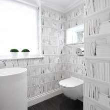 Bilik mandi putih: reka bentuk, kombinasi, hiasan, paip, perabot dan hiasan-6