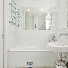 Λευκό μπάνιο: σχεδιασμός, συνδυασμοί, διακόσμηση, υδραυλικά, έπιπλα και διακόσμηση-7