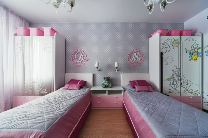 Room for two girls: design, zoning, layouts, decoration, furniture, lighting