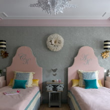 Соба за две девојке: дизајн, зонирање, распоред, декорација, намештај, осветљење-1