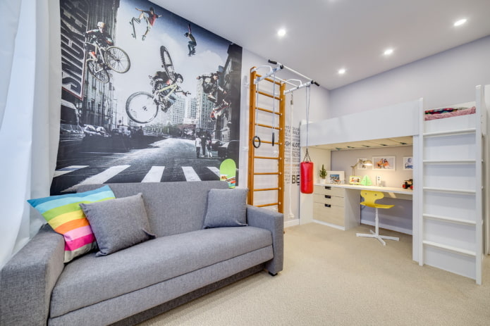 Interior do quarto de um adolescente: zoneamento, escolha de cor, estilo, móveis e decoração