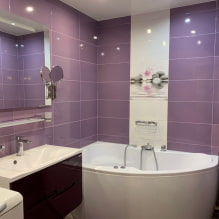 Lila és lila fürdőszoba: kombinációk, dekoráció, bútor, vízvezeték és dekoráció-4