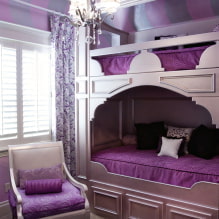 Alyvinės ir purpurinės spalvos vaikų kambarys: funkcijos ir dizaino patarimai-2