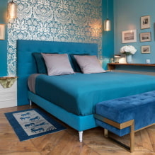 Chambre bleue: nuances, combinaisons, choix de finitions, meubles, textiles et éclairage-7