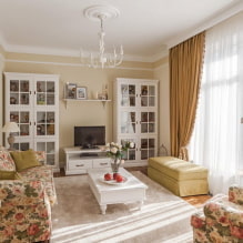 Ruang tamu dalam warna beige: pilihan kemasan, perabot, tekstil, gabungan dan gaya-0