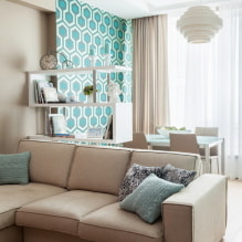 Phòng khách với màu be: sự lựa chọn hoàn thiện, nội thất, dệt may, kết hợp và phong cách-3