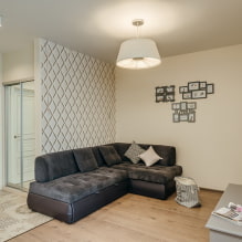 Dzīvojamā istaba smilškrāsas krāsās: apdares materiālu, mēbeļu, tekstilizstrādājumu, kombināciju un stilu izvēle-6