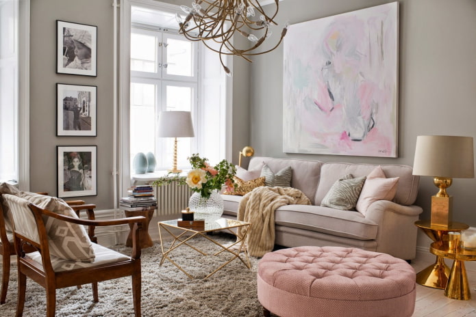 Living room in beige colors: a choice of finishes, furniture, textiles, combinations and styles