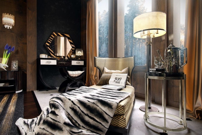 Phong cách Art Deco trong nội thất: sự lựa chọn màu sắc, hoàn thiện, nội thất, dệt may, ánh sáng và phụ kiện