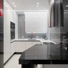 Narrow kitchen design: layout, decoration, furniture arrangement, photo-0