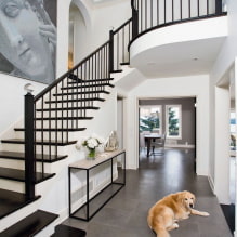 Treppe zum zweiten Stock in einem Privathaus: Typen, Formen, Materialien, Dekoration, Farbe, Stile-1