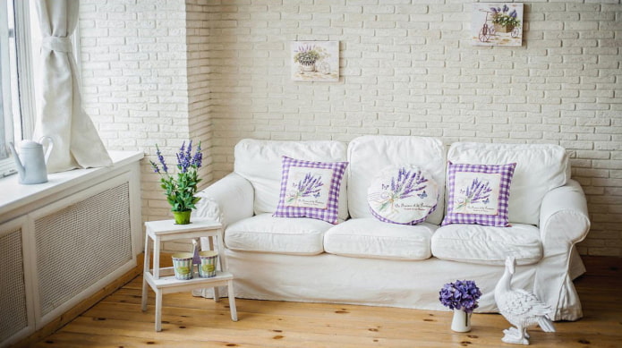 Obývací pokoj ve stylu Provence: konstrukční prvky, příklady oprav