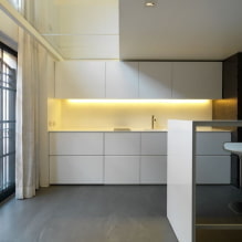 Dapur dalam gaya minimalism: ciri reka bentuk, pembaikan foto sebenar-1