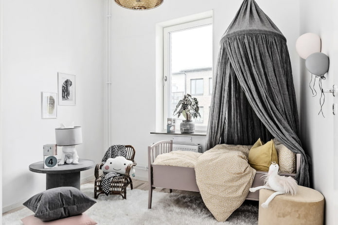 Skandināvu stila bērnu istaba: ievērojamas iespējas, dizaina idejas