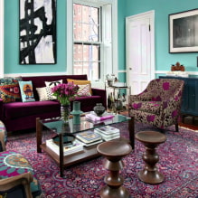 Phong cách chiết trung trong nội thất: sự lựa chọn màu sắc, hoàn thiện, nội thất, dệt may, ánh sáng và trang trí-3