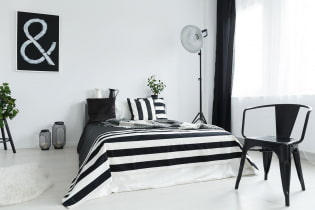 Quarto preto e branco: características de design, a escolha de móveis e decoração