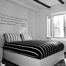 Melnbalta guļamistaba: dizaina iezīmes, mēbeļu izvēle un dekors-6
