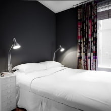 Dormitori en blanc i negre: característiques de disseny, selecció de mobles i decoració-7