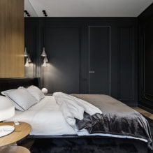 Siyah yatak odası: iç mekandaki fotoğraflar, tasarım özellikleri, kombinasyonlar-5
