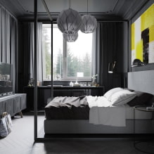 Phòng ngủ màu đen: hình ảnh trong nội thất, tính năng thiết kế, kết hợp-7
