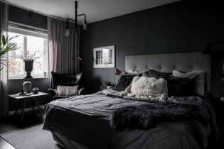 Dormitori negre: fotos a l’interior, característiques de disseny, combinacions
