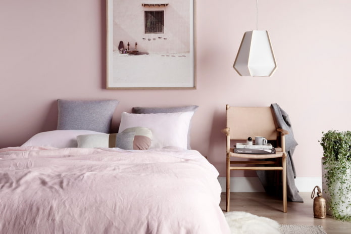 Dormitorio rosa: características de diseño, hermosas combinaciones, fotos reales