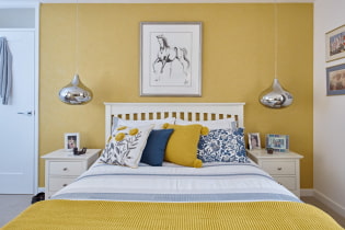 Κίτρινο υπνοδωμάτιο: χαρακτηριστικά σχεδιασμού, συνδυασμούς με άλλα χρώματα