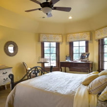 Dormitor galben: caracteristici de design, combinații cu alte culori-3