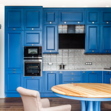 Плава кухиња: могућности дизајна, комбинације боја, праве фотографије-2