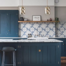 Nhà bếp màu xanh: tùy chọn thiết kế, kết hợp màu sắc, ảnh thật-5