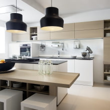 Moderne kjøkken: designfunksjoner, finish og møbler-5
