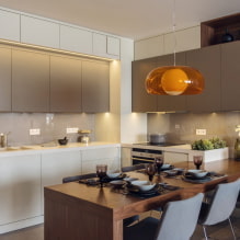 Küchen im modernen Stil: Designmerkmale, Oberflächen und Möbel-6
