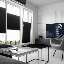 Fekete-fehér nappali: dizájn jellemzők, valódi példák a belső terekbe - 0